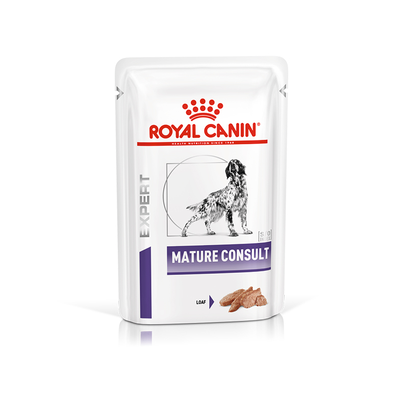 Royal canin VET MATURE CONSULT LOAF POUCH 12X85G อาหารสุนัขสูงวัยทุกสายพันธุ์