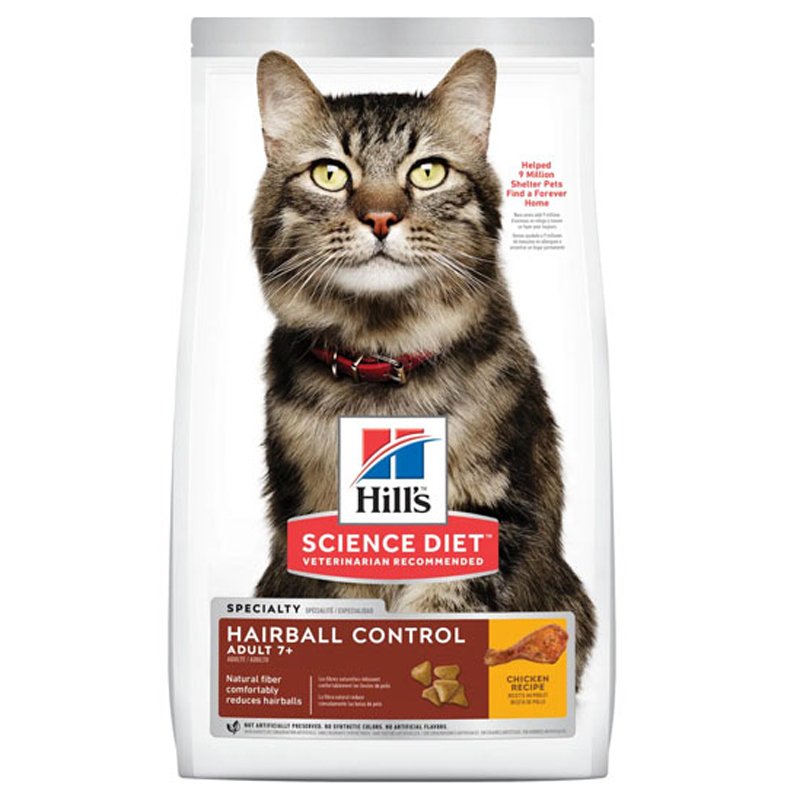 Hill's Hairball control adult  7+ 1.58 Kg อาหารสำหรับแมวสูงวัย 7 ปีขึ้นไป ดูแลป้องกันก้อนขน