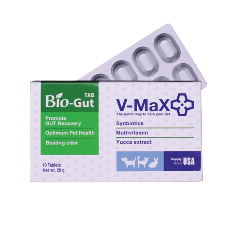 V-max Bio gut 10 tablets อาหารเม็ดบำรุงระบบทางเดินอาหาร