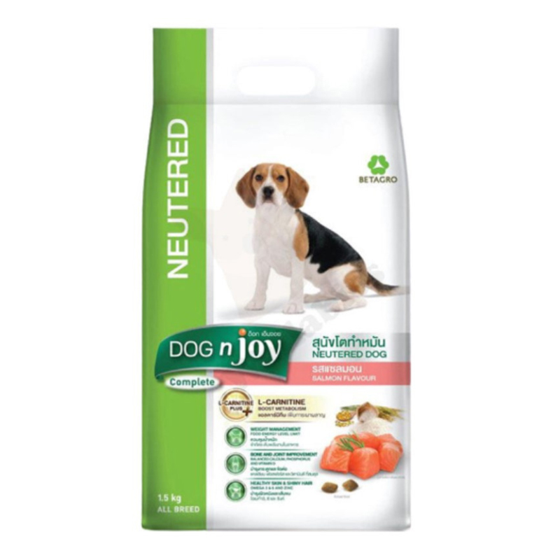 Dog n joy Neutered อาหารสูตรสำหรับสุนัขทำหมัน รสแซลมอน 1.5 KG