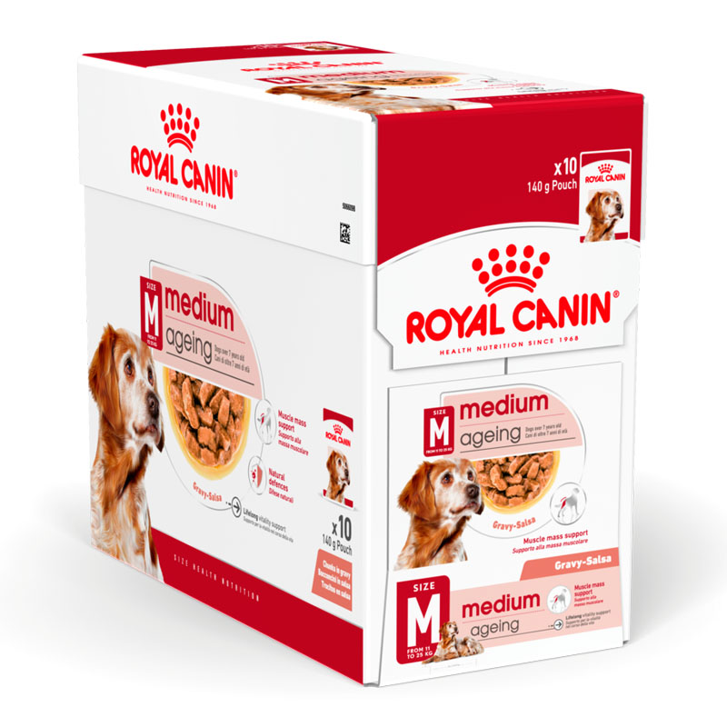 ROYAL CANIN MEDIUM AGEING 140gx10 ซอง อาหารเปียก สุนัขโตพันธุ์กลางอายุ7ปีขึ้นไป