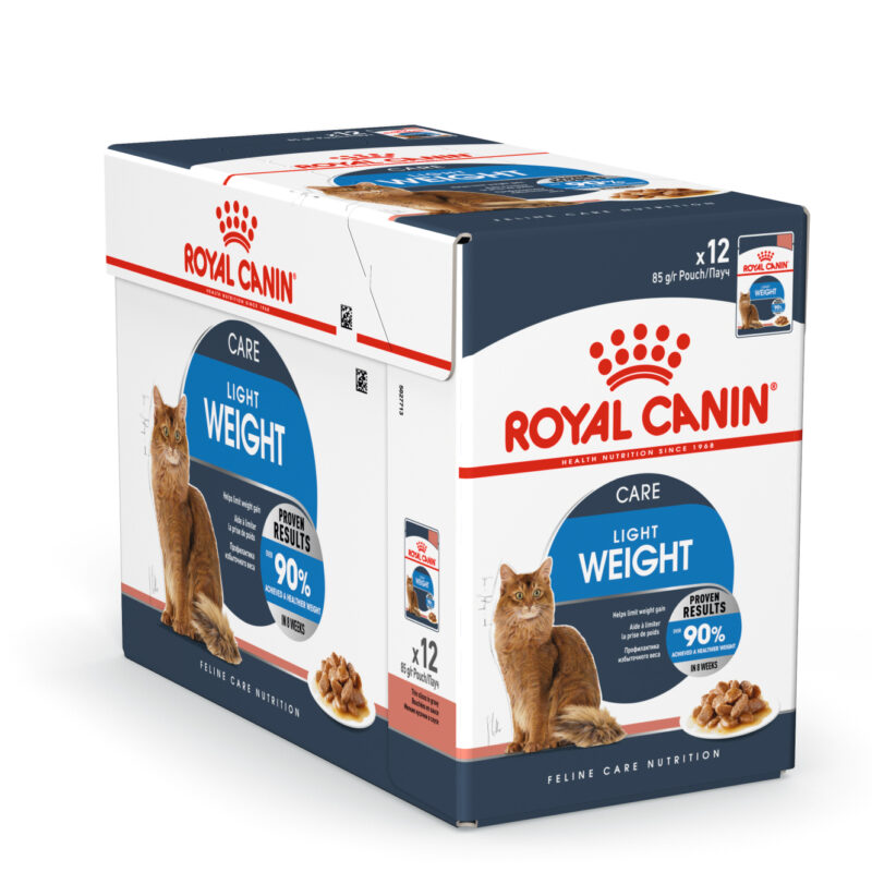 Royal Canin Ultra Light gravy Pouch 85g 1กล่อง (12ซอง) อาหารเปียกสำหรับแมวสูตรลดน้ำหนัก เม็ดนิ่มในน้ำเกรวี่