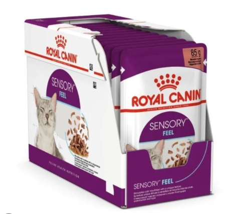 (12ซอง) Royal canin SENSORY GRAVY FEEL อาหารเปียกแมวโต เนื้อสัมผัสเฉพาะ