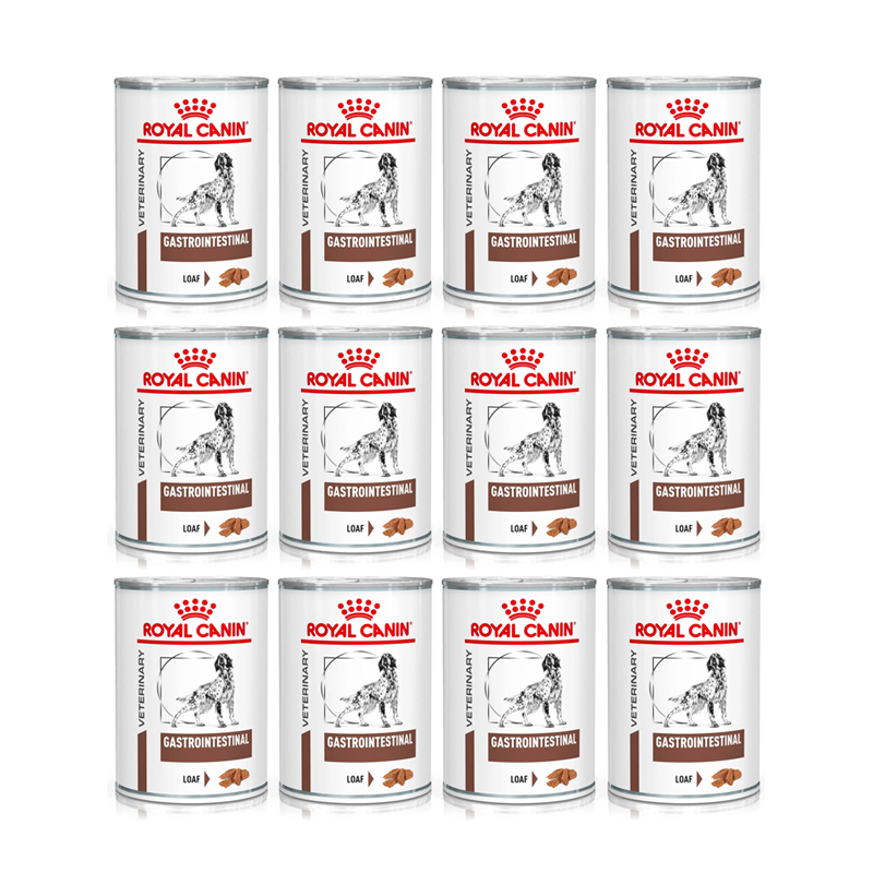 (12กระป๋อง) Royal canin VET Gastro intestinal อาหารเปียกแบบกระป๋องสำหรับสุนัขโรคลำไส้ ท้องเสีย