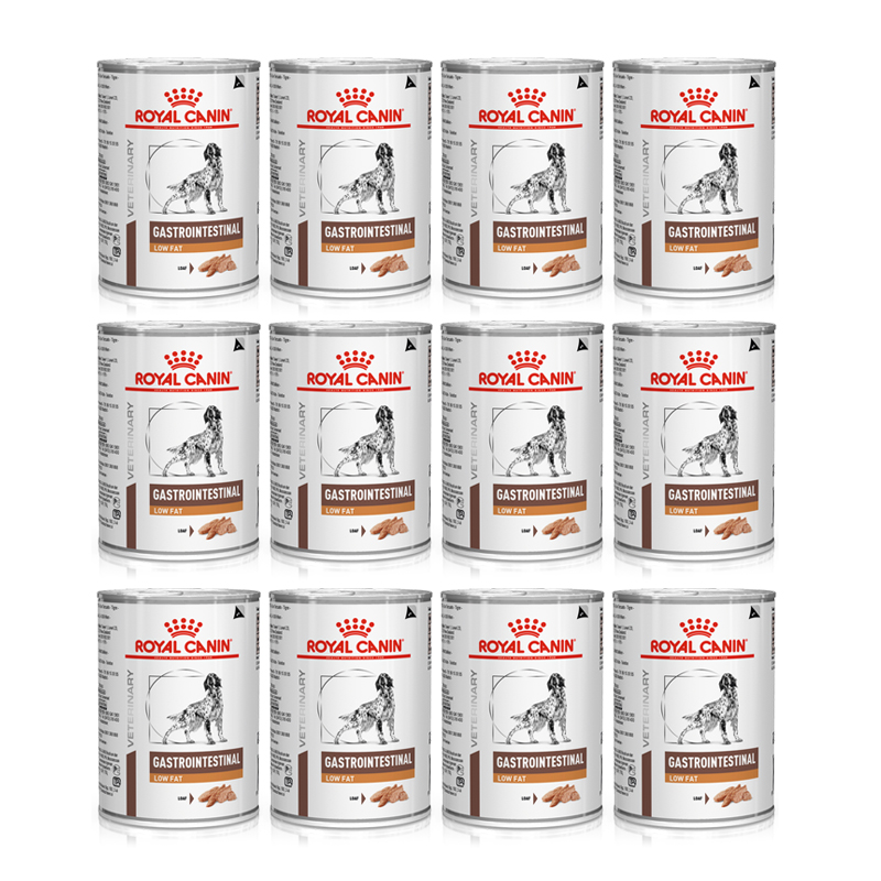 (12กระป๋อง) Royal canin VET Gastro low fat อาหารเปียกสุนัขสำหรับโรคตับอ่อนอักเสบ และ ไขมันสูง