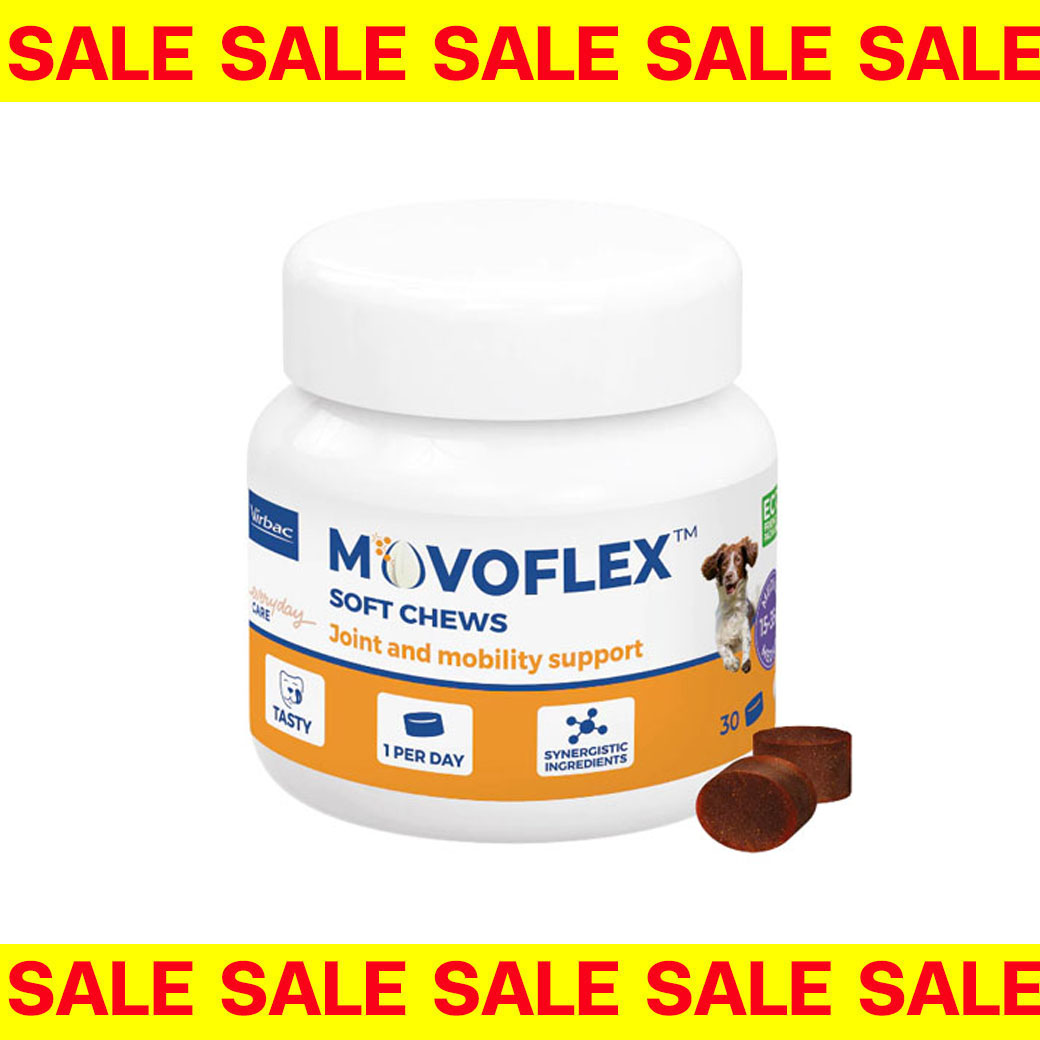 Sale [EXP23/1/26] Virbac Movoflex  - เม็ดเคี้ยวดูแลข้อต่อของสุนัข30 เม็ด 15-35 Kg