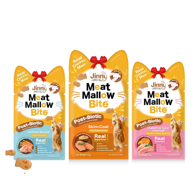 Jinny Meat Mallow Bite 15g มีทเมลโล่ว สำหรับแมว ขนมแมว