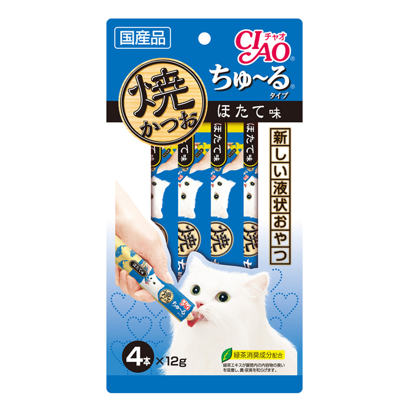 Ciao  ขนมแมวเลีย รสปลาทูน่าย่างและหอยเชลล์  (12gx4) 4R-105