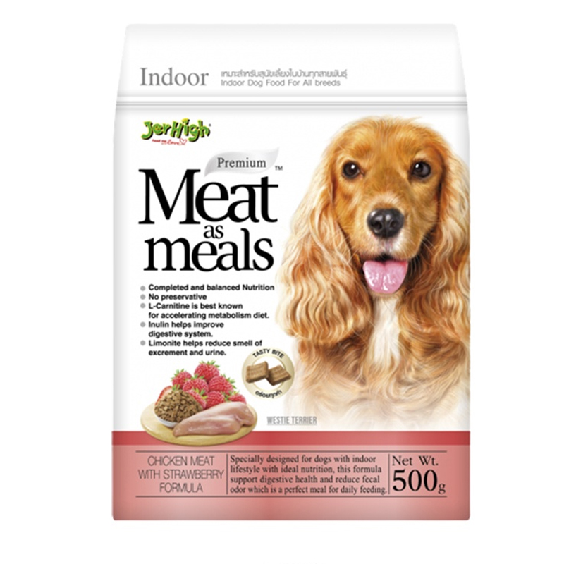 Jerhigh meat as meal Chicken Strawberry 500g อาหารเม็ดนิ่มไก่สตอเบอร์รี่