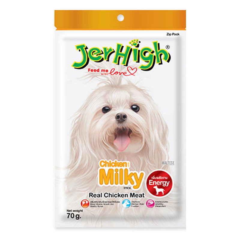 Jerhigh Stick  ขนมสุนัขเจอร์ไฮ Milky รสนม ขนาด 70 กรัม