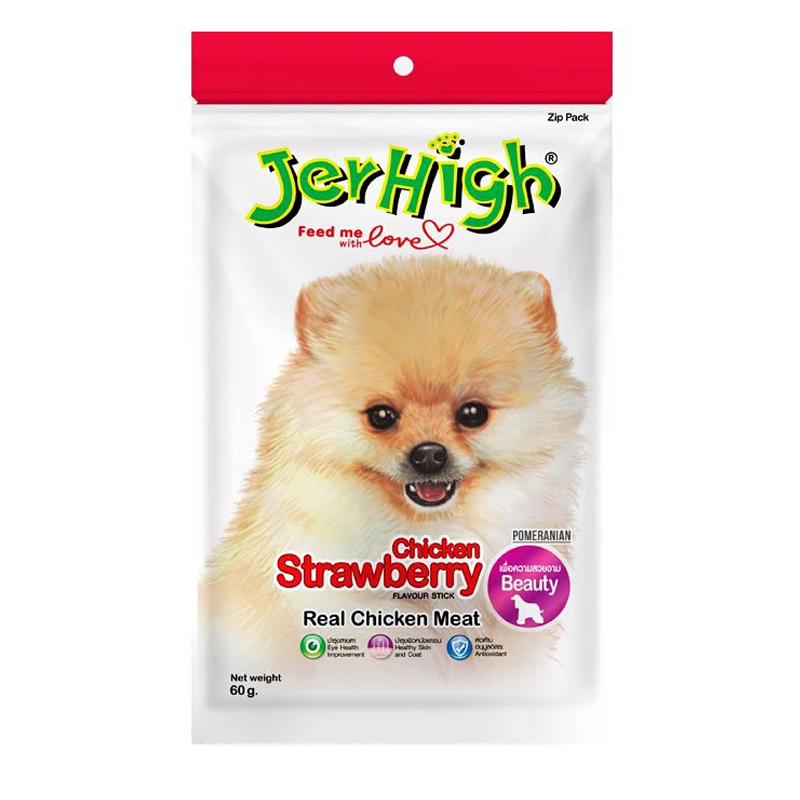 Jerhigh Strawberry Stick  60g ขนมสติ๊กนิ่ม รสสตอเบอร์รี่