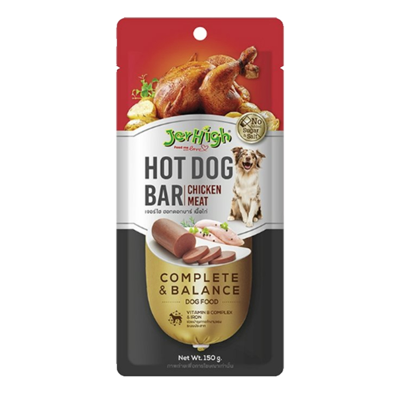 Jerhigh Hot dog Bar 150g ไส้กรอกรสไก่  ขนมสุนัข