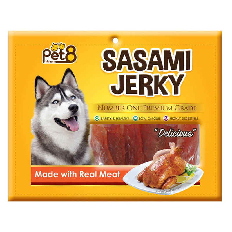 PET8 Sasami Jerky 360g สันในไก่นิ่ม Chicken Jerky JJ402  ขนมสุนัข