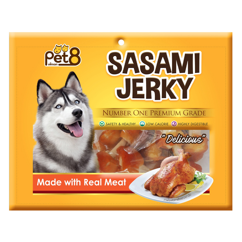 PET8 Sasami Jerky 360g สันในไก่พันกระดูกผูก JJ410  ขนมสุนัข