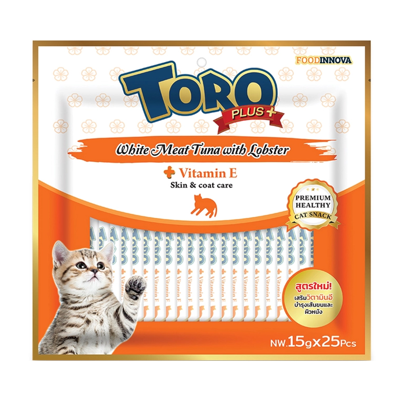 Toro Toro PLUS โทโร่ พลัส ขนมครีมแมวเลีย (15gx25 ซอง/แพ็ค) สูตร ทูน่าลอบสเตอร์VitE