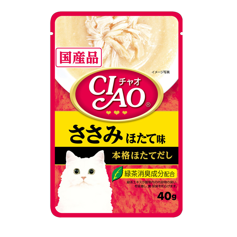 Ciao Pouch 40g อาหารเปียกสำหรับแมว สันในไก่รสหอยเชลล์