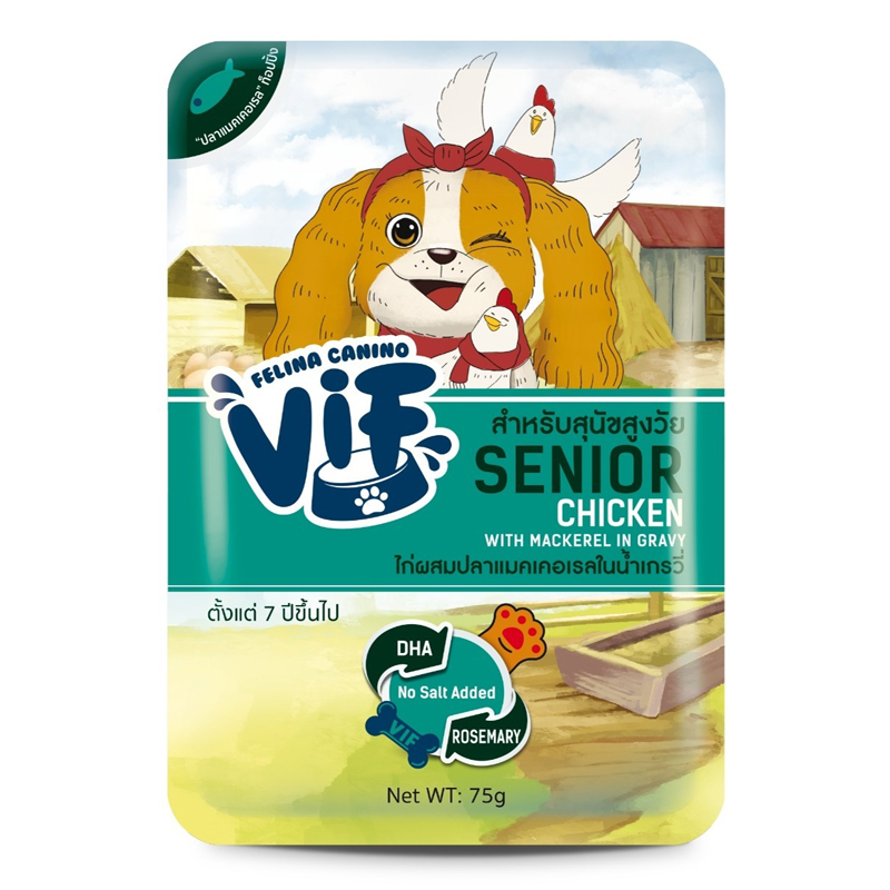 Felina vif dog 75g Senior ไก่ผสมปลาแมคเคอเรล