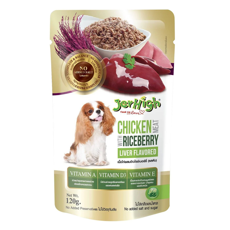 Jerhigh Chicken with Riceberry & Liver ไก่ข้าวไรซ์เบอรรี่รสตับ 120g.