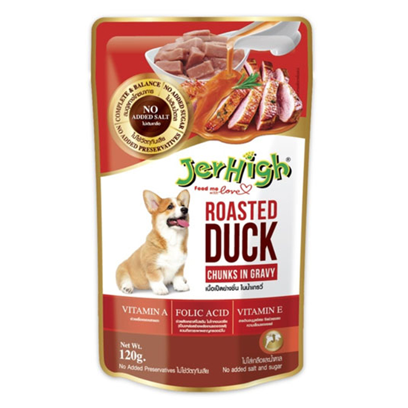 Jerhigh Pouch 120g อาหารเปียกสำหรับสุนัข รสเป็ดย่าง