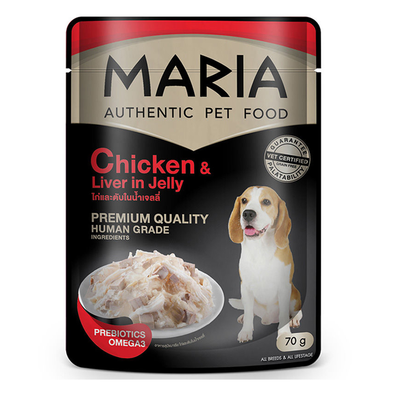 Maria สุนัข อาหารเปียกเนื้อไก่ตับในเจลลี่ 70 กรัม