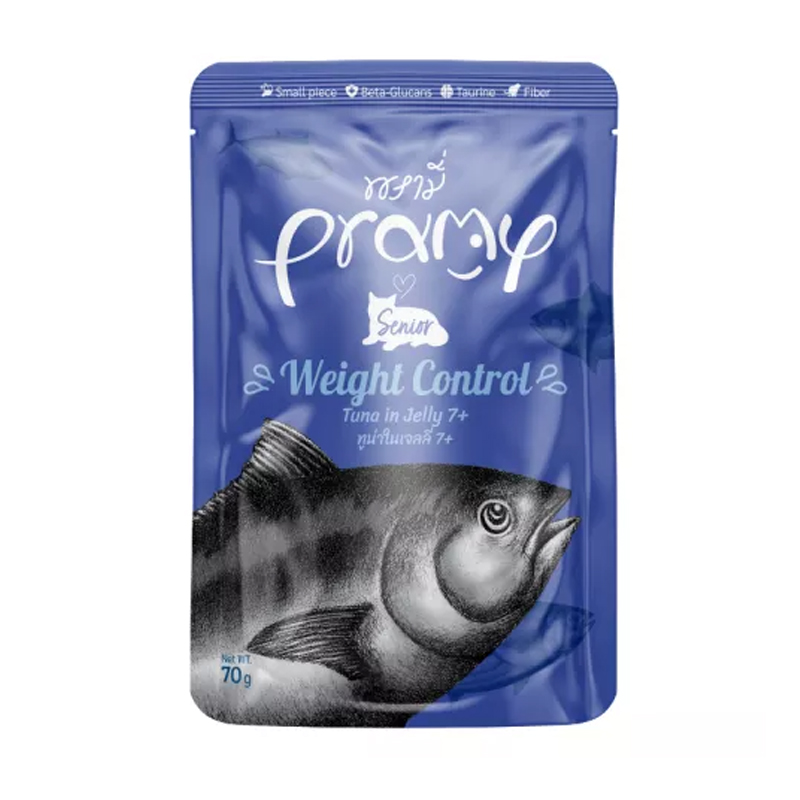 Pramy อาหารเปียกแมว สูตร7+ รสทูน่าเยลลี่ 70กรัม