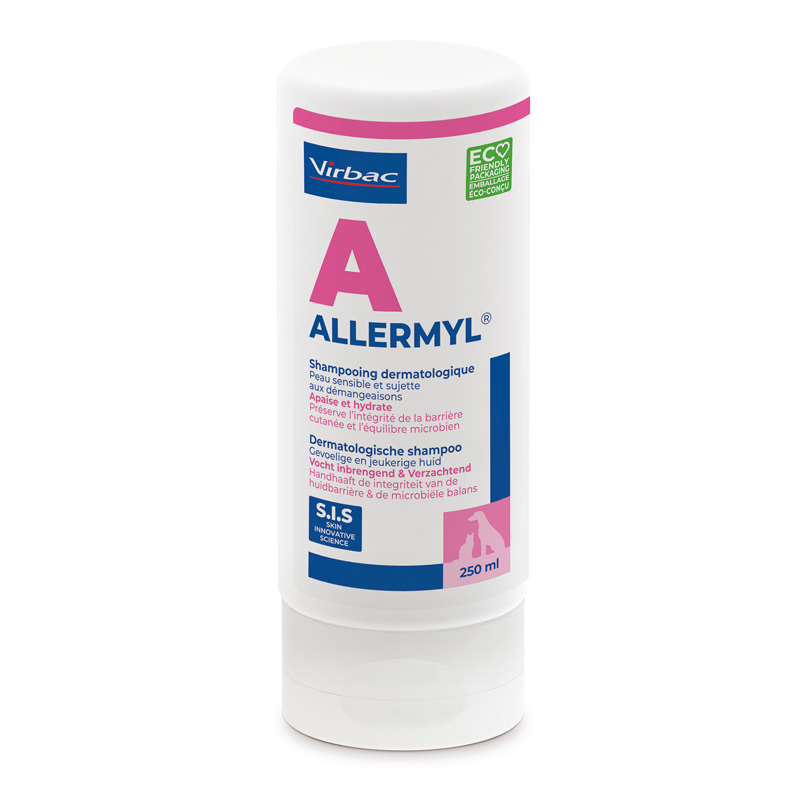 (ขนาดใหม่) Allermyl 250 มล. แชมพูสำหรับสุนัขแพ้ง่าย ผิวบอบบาง