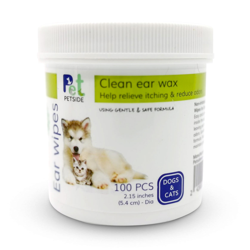 Petside (Pet Side) - Ear Wipes แผ่นเปียกเช็ดหู ทำความสะอาดหู 100 แผ่น