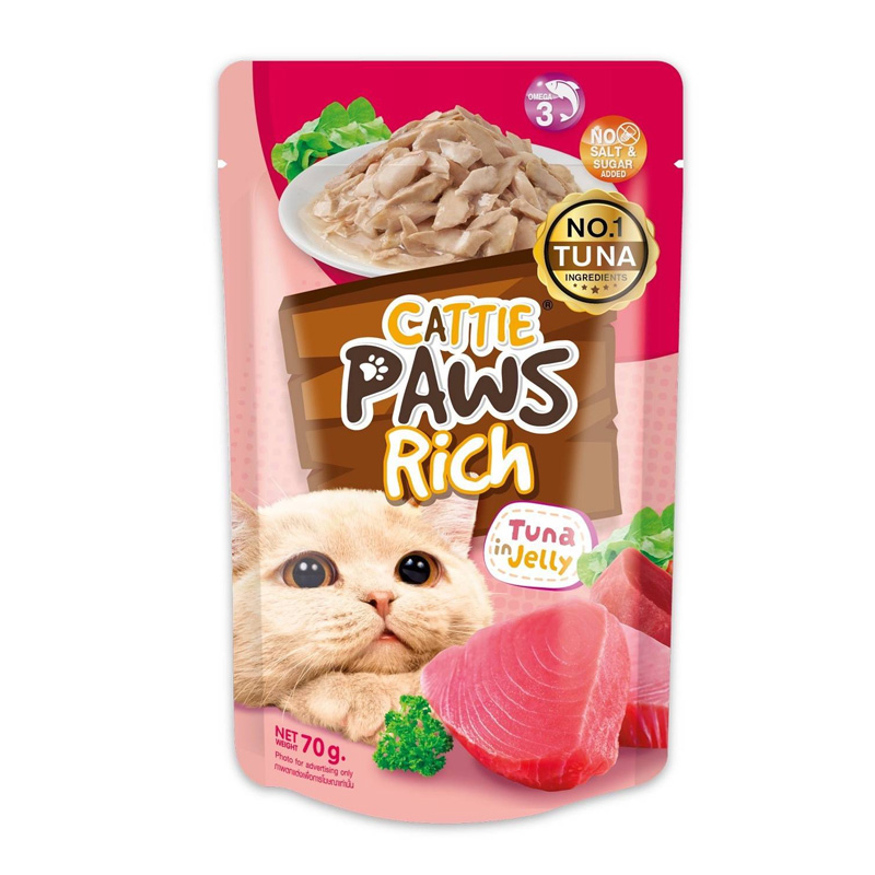 Cattie paw rich อาหารเปียกแมว สูตรทูน่าในเยลลี่ 70 กรัม